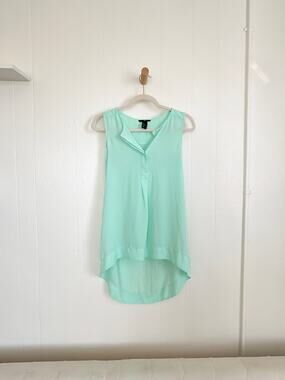 HM Mint Green High Low Sleeveless Sheer Chiffon Blouse Top Small